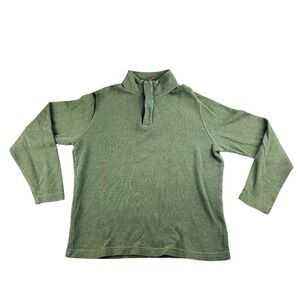 Lachlan Pullover Sweater Mens Large Green Quarter Zip 100% Cotton Mock‎ Neck